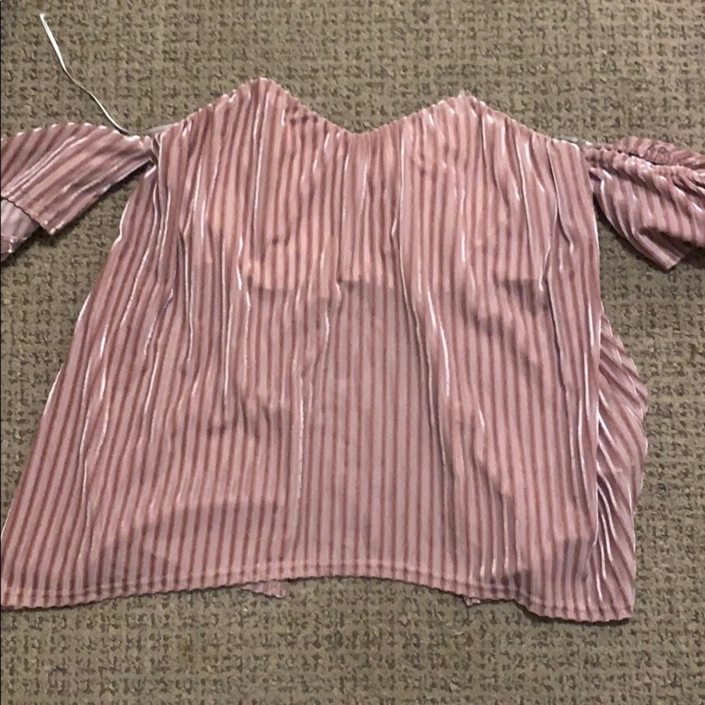 Velvet off the shoulder open back top